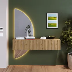 Mobile ingresso 138x170h cm ribalta cadiz cannettato con specchio doppio retroilluminato - Clary
