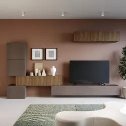 Parete attrezzata 340x30x169h cm mercure cannettato  e bronzo - Clary