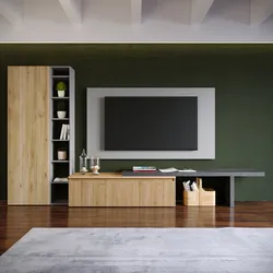 Parete attrezzata 336x40x140h cm cadiz cannettato piombo e ardesia - Clary