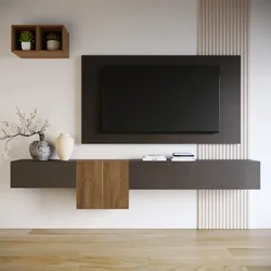 Parete attrezzata 262x30x220h cm mercure cannettato e lava con pannello porta tv - Clary