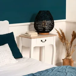 Comodino 47x66h cm in legno bianco e naturale con 1 cassetto - Nayeli