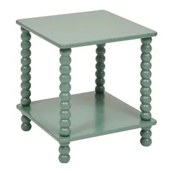Tavolino 40x40 cm in legno verde celadon con modanature - Minek