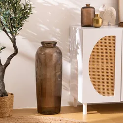 Vaso da interno 72h cm in vetro rigato cappuccino - Zuley