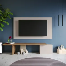 Parete attrezzata 184-230x44h cm mercure e cashmere con pannello porta tv - Clary