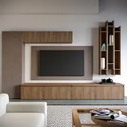 Parete attrezzata 330x185h cm bronzo e mercure cannettato con pannello porta tv - Clary