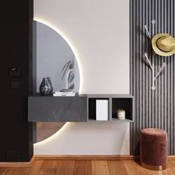 Mobile ingresso 124x155h cm piombo ardesia con specchio doppio retroilluminato - Clary