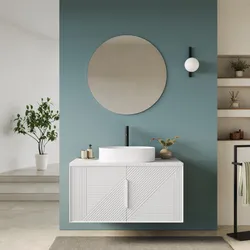 Mobile bagno sospeso con ante 100 cm bianco opaco cannettato con top e specchio - Mida