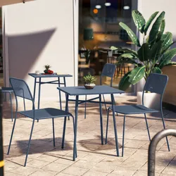 Set bistrot con tavolo 60x60 cm e 2 sedie in acciaio blu oceano - Faber