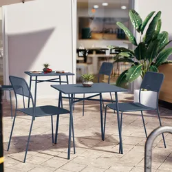 Set bistrot con tavolo 70x70 cm e 2 sedie in acciaio blu oceano - Faber