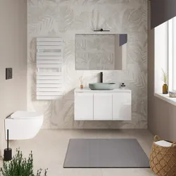 Mobile bagno portalavabo sospeso con ante 100 cm bianco lucido con specchio - Cuki
