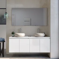 Mobile bagno sospeso 120 cm bianco lucido con ante e top con specchio - Cuki