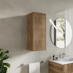 Colonna bagno sospesa 30x75 h cm cannettato con anta reversibile rovere america - Tayga