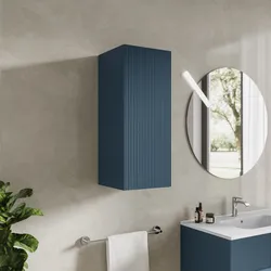 Colonna bagno sospesa 30x75 h cm cannettato con anta reversibile blu oceano - Tayga