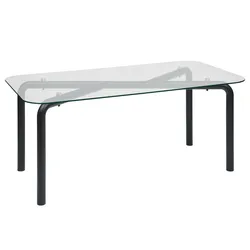 Tavolo 180x90 cm in acciaio nero e vetro temperato - Rohan