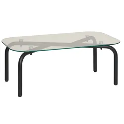Tavolino 110x60 cm in acciaio nero e vetro temperato - Rohan