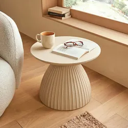 Tavolino rotondo 50 cm in ossido di magnesio beige - Eril