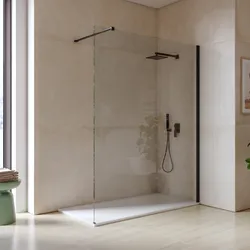 Box doccia Walk in 170 cm vetro 8 mm anticalcare trasparente e profilo nero spazzolato 200h - Keep