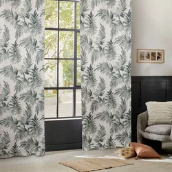 Tenda oscurante 135x260h cm in tessuto fantasia palme verde e beige - Kenji