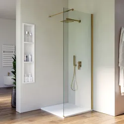 Box doccia Walk in 70 cm vetro 8 mm anticalcare trasparente e profilo oro 200h - Keep