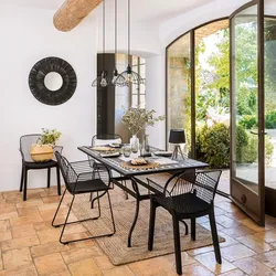 Tavolo 180x90 cm in acciaio nero con top in mosaico in pietra - Stanley