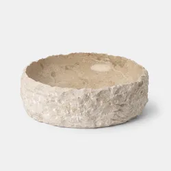 Lavabo da appoggio 43x13,5h cm in marmo crema effetto pietra - Artizan