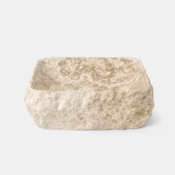 Lavabo da appoggio 43x43 cm in marmo crema effetto pietra - Artizan