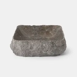 Lavabo da appoggio 43x43 cm in marmo grigio effetto pietra - Artizan