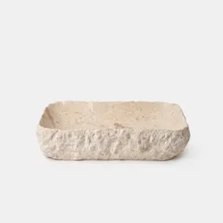 Lavabo da appoggio 55x35 cm in marmo crema effetto pietra - Artizan