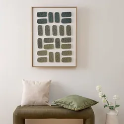 Decorazione da parete 60x80 cm reversibile bianco e verde con cornice in legno