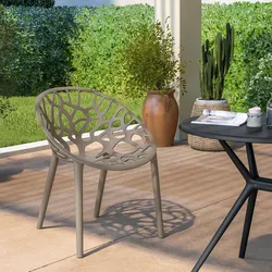 Sedia da esterno impilabile con guscio traforato in polipropilene cacao - Birta