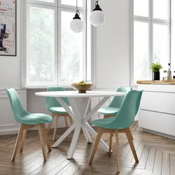 Set 4 sedie in polipropilene verde pastello con cuscino in similpelle e gambe in legno di faggio - Alborg Plus