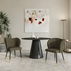 Set 2 sedie in bouclé verde scuro con gambe in metallo nero e oro - Sitri