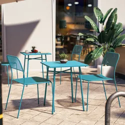 Set bistrot con tavolo 60x60 cm e 2 sedie in acciaio blu maldive - Faber