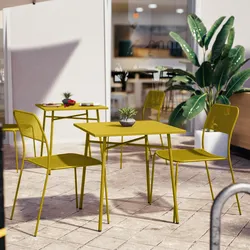 Set bistrot con tavolo 70x70 cm e 2 sedie in acciaio senape - Faber