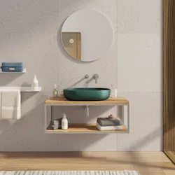 Mobile bagno sospeso 100 cm portalavabo acciaio inox satinato e rovere - Axis