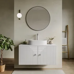 Mobile bagno portalavabo 100 cm bianco opaco con ante e specchio - Dunkel