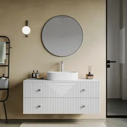 Mobile bagno portalavabo 120 cm bianco opaco con cassetti e specchio - Dunkel