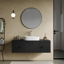 Mobile bagno portalavabo 120 cm nero opaco con cassetto e specchio - Dunkel
