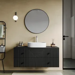 Mobile bagno portalavabo 120 cm nero opaco con cassetti e specchio - Dunkel