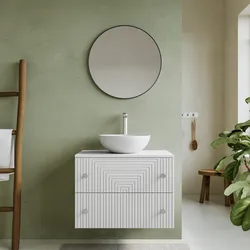 Mobile bagno portalavabo 70 cm bianco opaco con cassetti e specchio - Dunkel