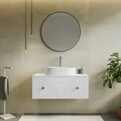 Mobile bagno portalavabo 90 cm bianco opaco con cassetto e specchio - Dunkel