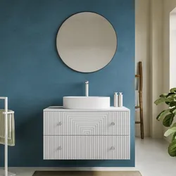 Mobile bagno portalavabo 90 cm bianco opaco con cassetti e specchio - Dunkel