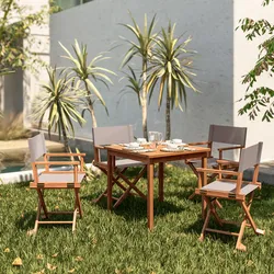 Set pranzo tavolo 80x80 cm e 4 sedie regista tortora in legno d'acacia - Paja