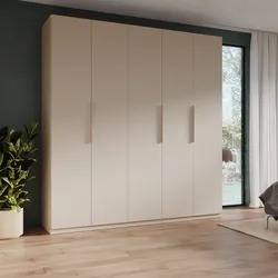 Armadio battente 228x240h cm 5 ante reversibili con soft close cashmere - Cady