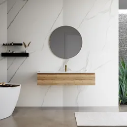 Mobile bagno sospeso 120 cm rovere acero con lavabo integrato e specchio - Rodeo