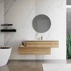 Mobile bagno sospeso 150 cm rovere acero con lavabo integrato e specchio - Rodeo