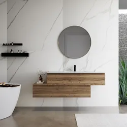 Mobile bagno sospeso 150 cm rovere america con lavabo integrato e specchio - Rodeo