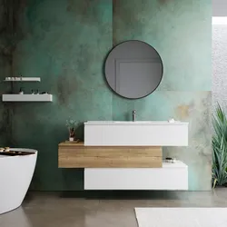 Mobile bagno sospeso 150 cm bianco opaco e rovere acero con lavabo integrato e specchio - Rodeo