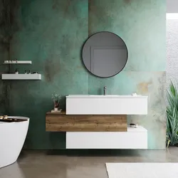 Mobile bagno sospeso 150 cm bianco opaco e rovere america con lavabo integrato e specchio - Rodeo