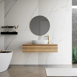 Mobile bagno sospeso 120 cm rovere acero con top e specchio - Rodeo